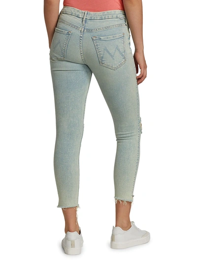 Shop Mother The Stunner Zip Ankle Step Fray Jeans In Rolling In The Bushes