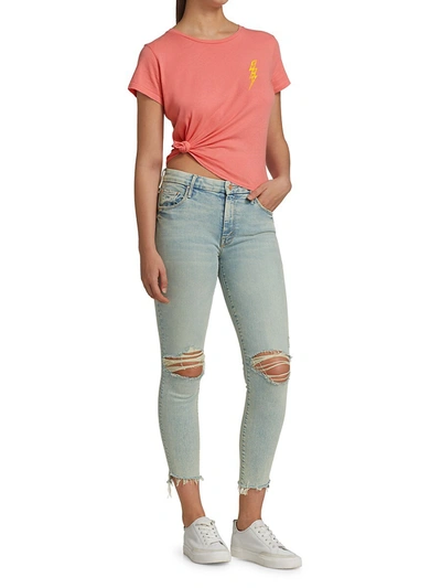 Shop Mother The Stunner Zip Ankle Step Fray Jeans In Rolling In The Bushes