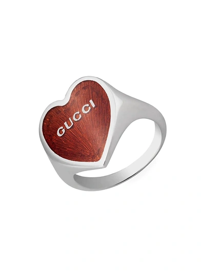 Shop Gucci Gg Hearts Sterling Silver & Enamel Ring