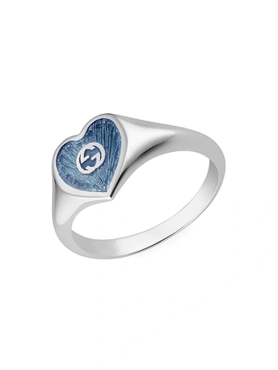 Shop Gucci Women's Gg Hearts Sterling Silver & Enamel Ring