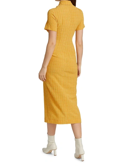 Shop Nanushka Sabri Textured Midi Shirtdress In Yellow Check