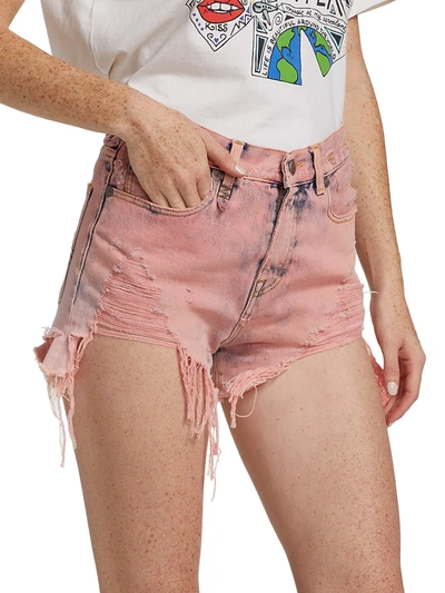 Shop R13 Shredded Slouch Shorts In Faded Pink Garment Dye