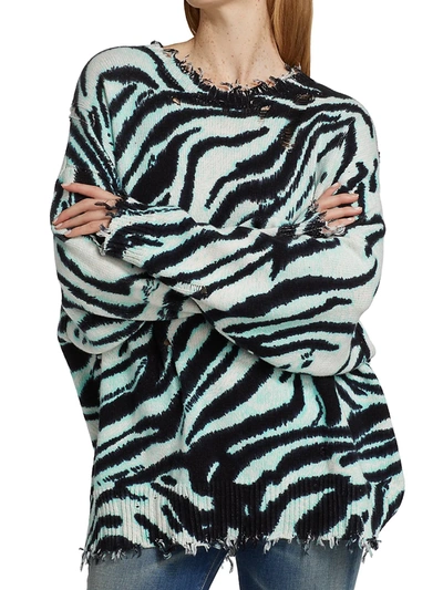 Shop R13 Oversized Zebra Print Sweater In Blue Zebra