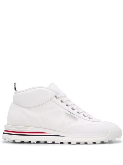 Shop Thom Browne Lace-up High-top Sneakers In White