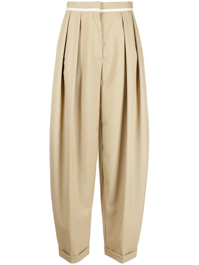 Shop Stella Mccartney High-waist Loose Tapered Trousers In Neutrals