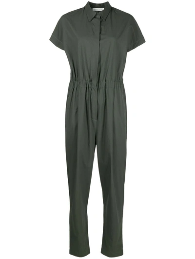 Shop Fabiana Filippi Short-sleeved Cotton Jumpsuit In Green