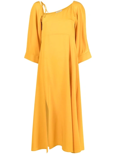 Shop Dorothee Schumacher Fluid Volumes Silk Dress In Yellow