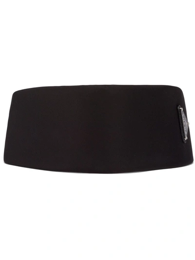 Shop Prada Re-nylon Triangle-logo Headband In Black
