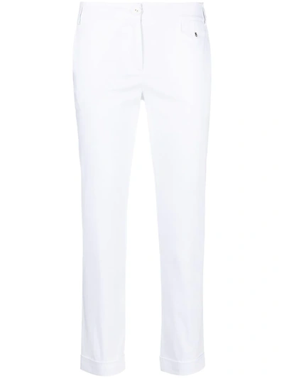 Shop Patrizia Pepe Cropped Slim-fit Trousers In White