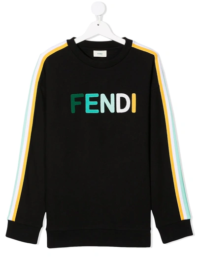 Shop Fendi Teen Logo-lettering Sweatshirt In Black