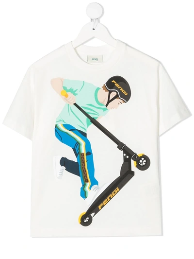 Shop Fendi Scooter Graphic-print T-shirt In White