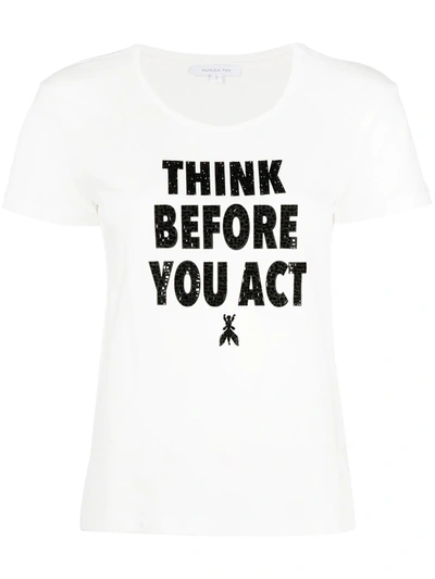 Shop Patrizia Pepe Think Before You Act T-shirt In White