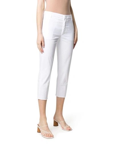 Shop Dondup Cropped Fitted Trousers In White