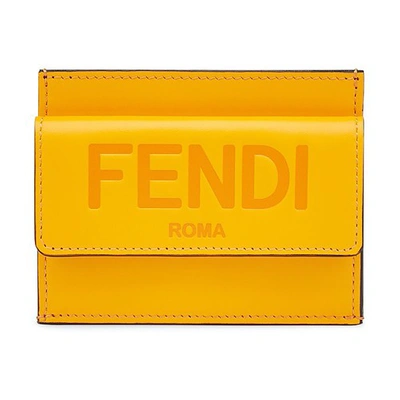 Shop Fendi Card Holder In Orange