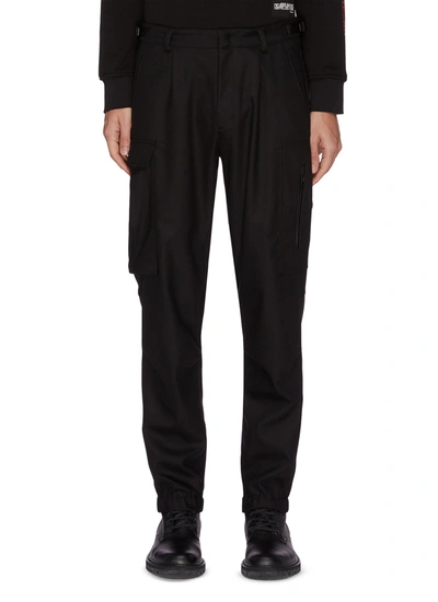 Shop Moncler Tricolour Tab Cargo Pants In Black