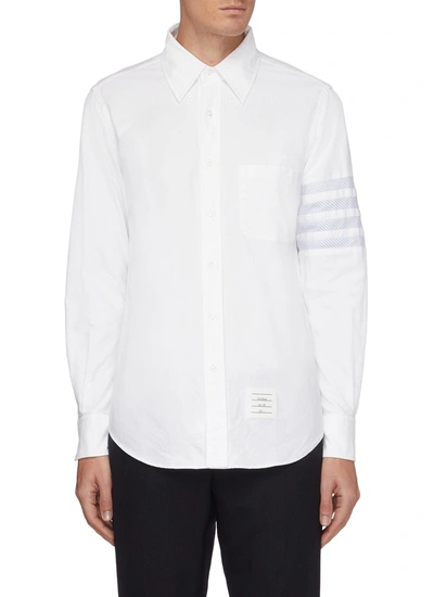 Shop Thom Browne Patterned Four-bar Stripe Oxford Shirt