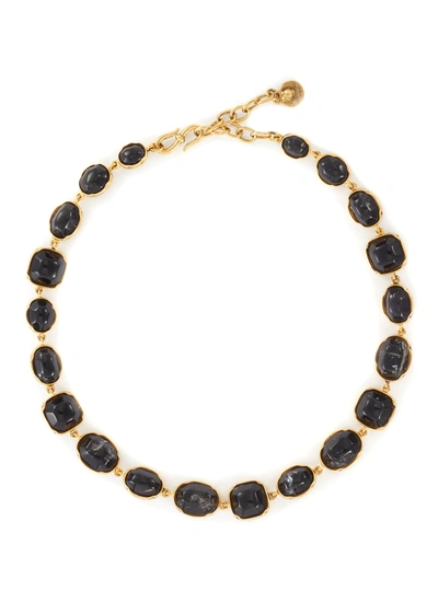 Shop Goossens Cabochon Charm Necklace In Black