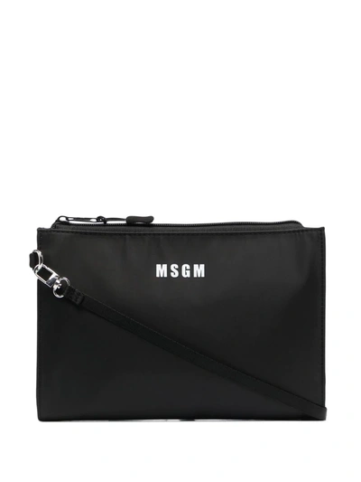Shop Msgm Micro Logo Shoulder Bag In Black