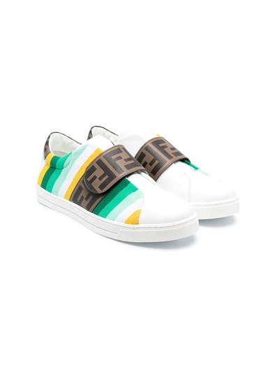 Shop Fendi Teen Logo-strap Sneakers In White