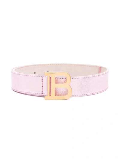 Shop Balmain B Logo Buckle Belt In Pink