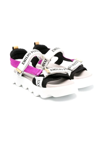 Shop Emilio Pucci Junior Logo-strap Sandals In White