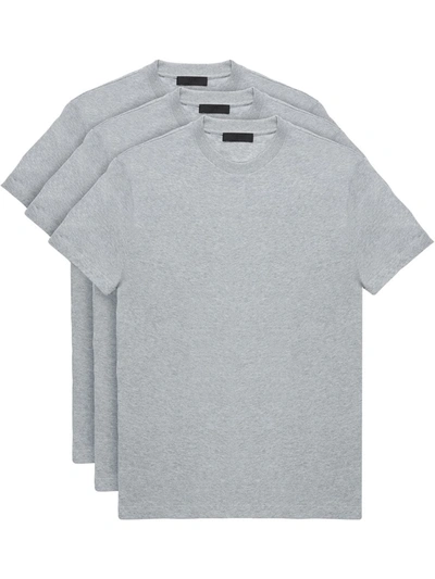 Shop Prada Set Of Three T-shirts In Grey