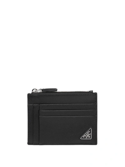 Shop Prada Triangle Logo Cardholder In Black