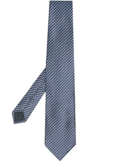 Shop Ermenegildo Zegna Weave-embroidered Silk Tie In Blue