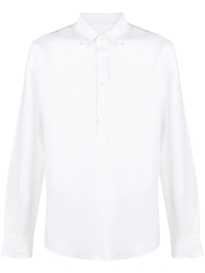 Shop Aspesi Buttoned-up Linen Shirt In White