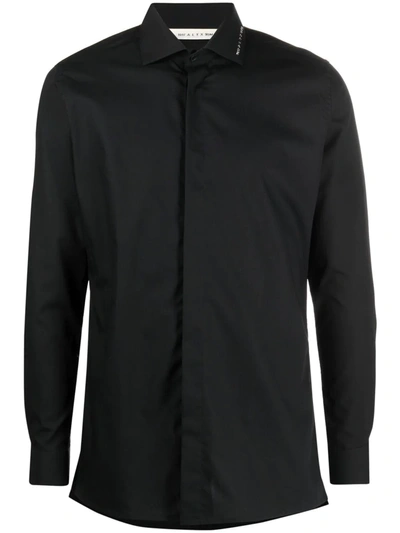 Shop Alyx Logo-embellished Spread Collar Shirt In Black