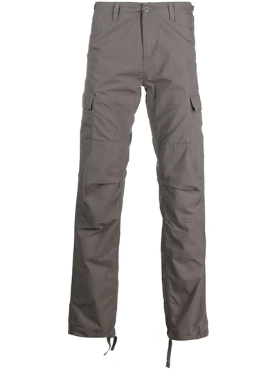 Shop Carhartt Mid-rise Straight-leg Trousers In Grey