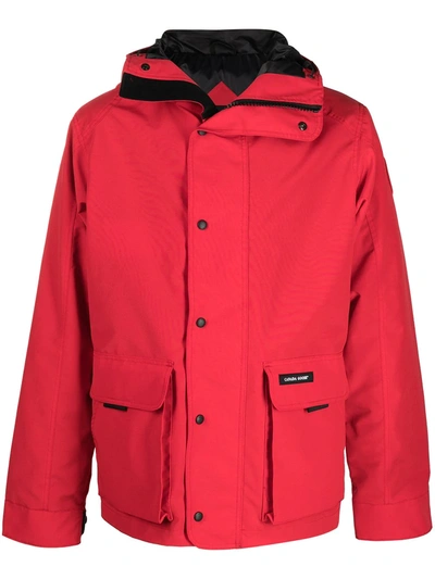 Shop Canada Goose Lockeport Hooded Jacket In Red