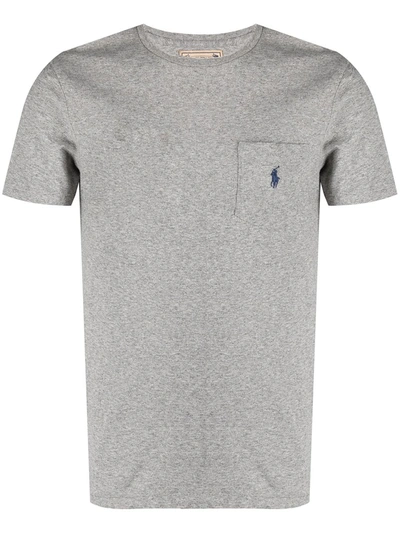 Shop Polo Ralph Lauren Chest Patch-pocket Cotton T-shirt In Grey