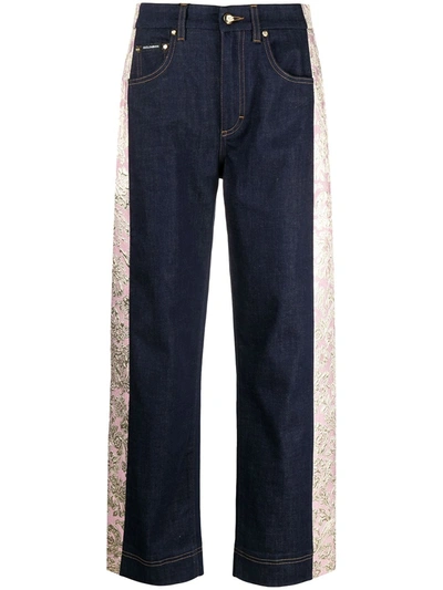 Shop Dolce & Gabbana Jacquard-detail Straight-leg Jeans In Blue