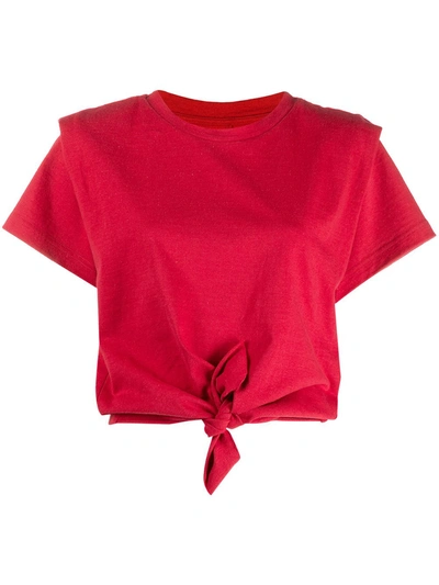 Shop Isabel Marant Pleat Detail Knotted T-shirt In Red