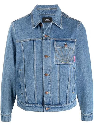 Shop Paccbet Rassvet-embroidered Denim Jacket In Blue