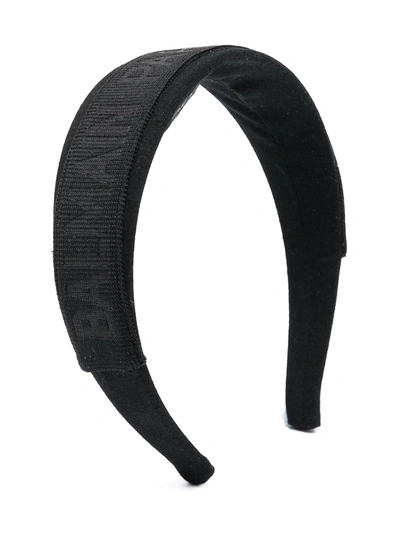 Shop Balmain Teen Logo-tape Cotton Headband In Black
