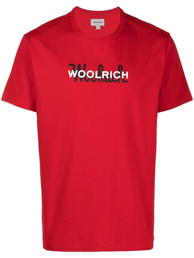 Shop Woolrich Logo-printed T-shirt In Red
