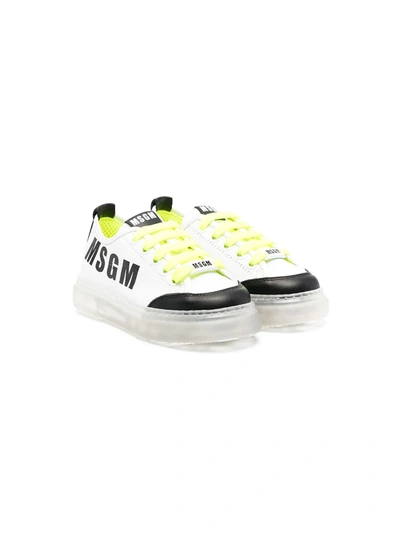Shop Msgm Lace-up Transparent-sole Trainers In White
