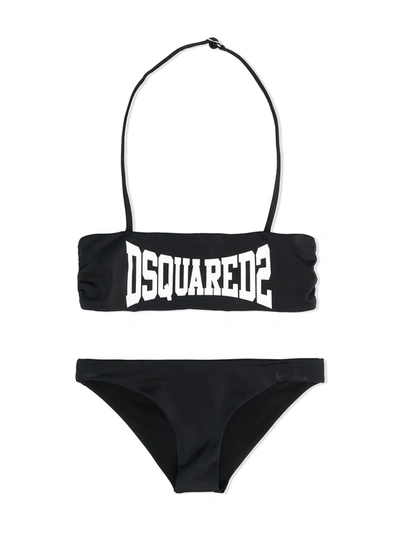 Shop Dsquared2 Teen Logo-print Bikini In Black