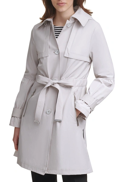 Shop Karl Lagerfeld Anorak Tie Front Trench Coat In Seasalt