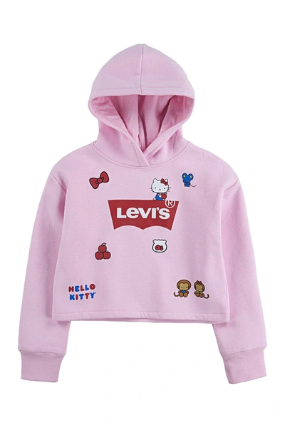 Shop Levi's Hello Kitty Cropped Hoodie In Pink Lady