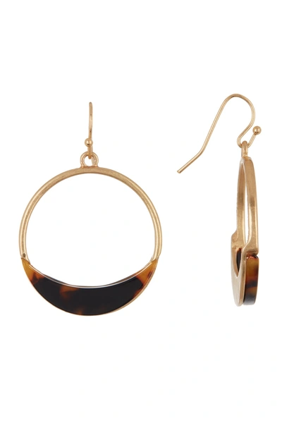 Shop Olivia Welles 14k Gold Plated Lonnie Resin Hoop Drop Earrings In Worn Gold-tortoise