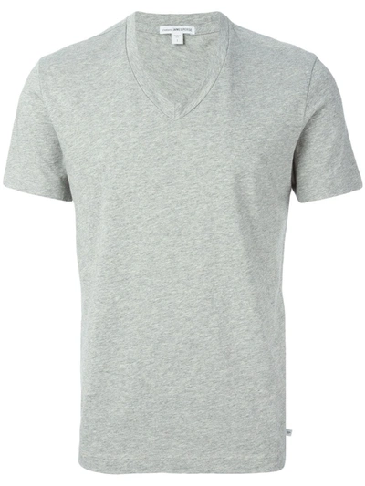 Shop James Perse V-neck T-shirt In Grey