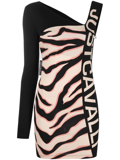 Shop Just Cavalli One-shoulder Bodycon Dress In Black