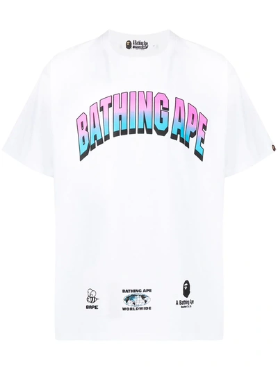 Shop A Bathing Ape College Gradient Logo T-shirt In White
