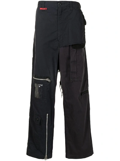 Shop Miharayasuhiro Deconstructed Cargo Trousers In Blue