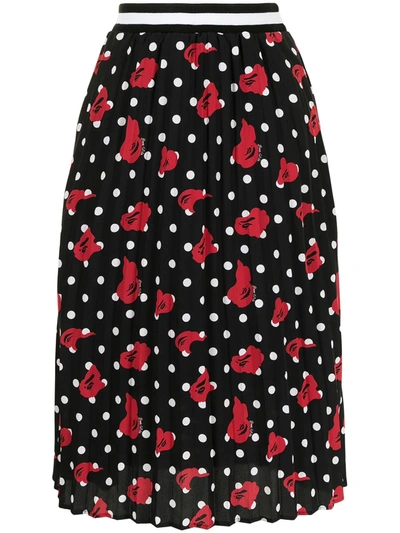 Shop A Bathing Ape Polka-dot Pleated Midi Skirt In Black