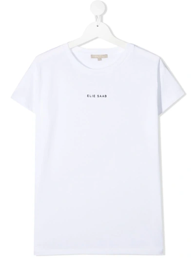 Shop Elie Saab Junior Teen Micro Logo T-shirt In White