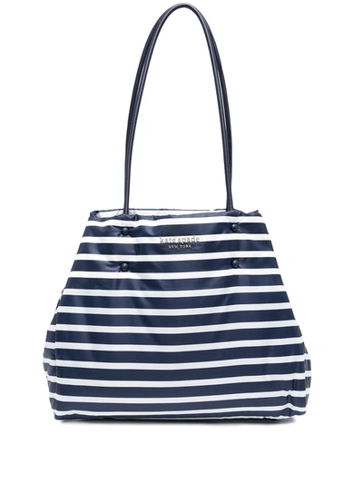 Shop Kate Spade Striped Tote Bag In Blue